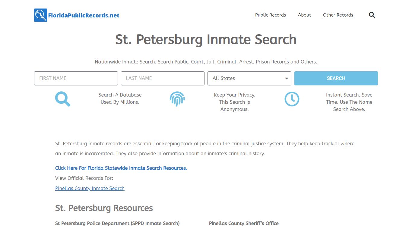 St. Petersburg Inmate Search - SPPD FL Current & Past Jail Records
